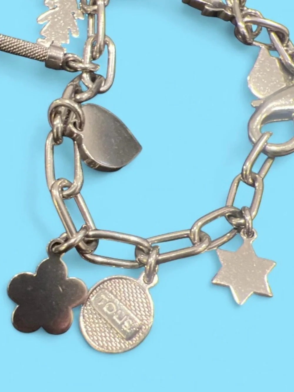 Tous Silver-tone Charm Bracelet with Heart, Star & Teddy Charms